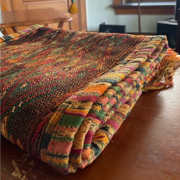 Vintage Guatemalan Hand Embroidered Table Runner 70''x12'' Boho Home Decor - Picture 8 of 8